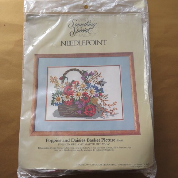 Poppies and Daisies Basket Picture Something Special Needlepoint Kit #30461 - Picture 1 of 8